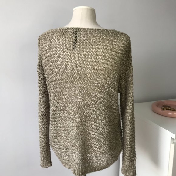 Knitted Khaki Coloured See-through Sweater - Picture 3 of 8